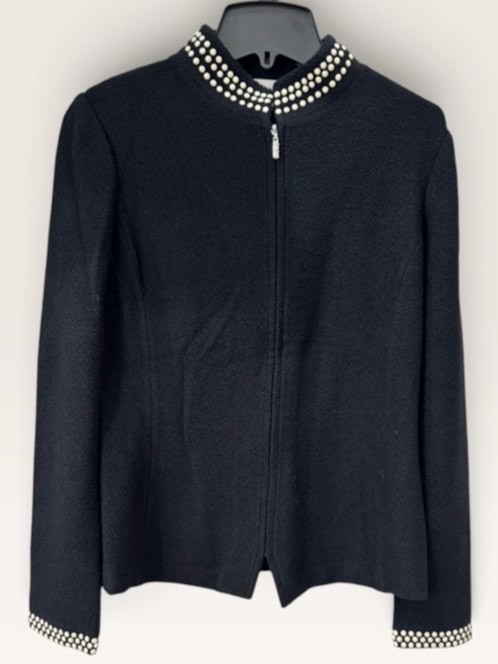 St John Collection Sweater Jacket Black Embellished Sz 2 - Picture 9 of 12